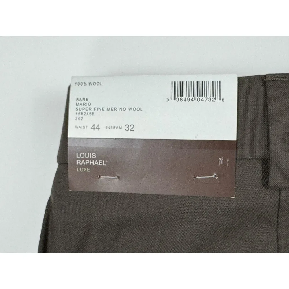 Louis Raphael Luxe Mario Pleated Wool Pant Mens 44 x32 NWT Extended Waist Pocket